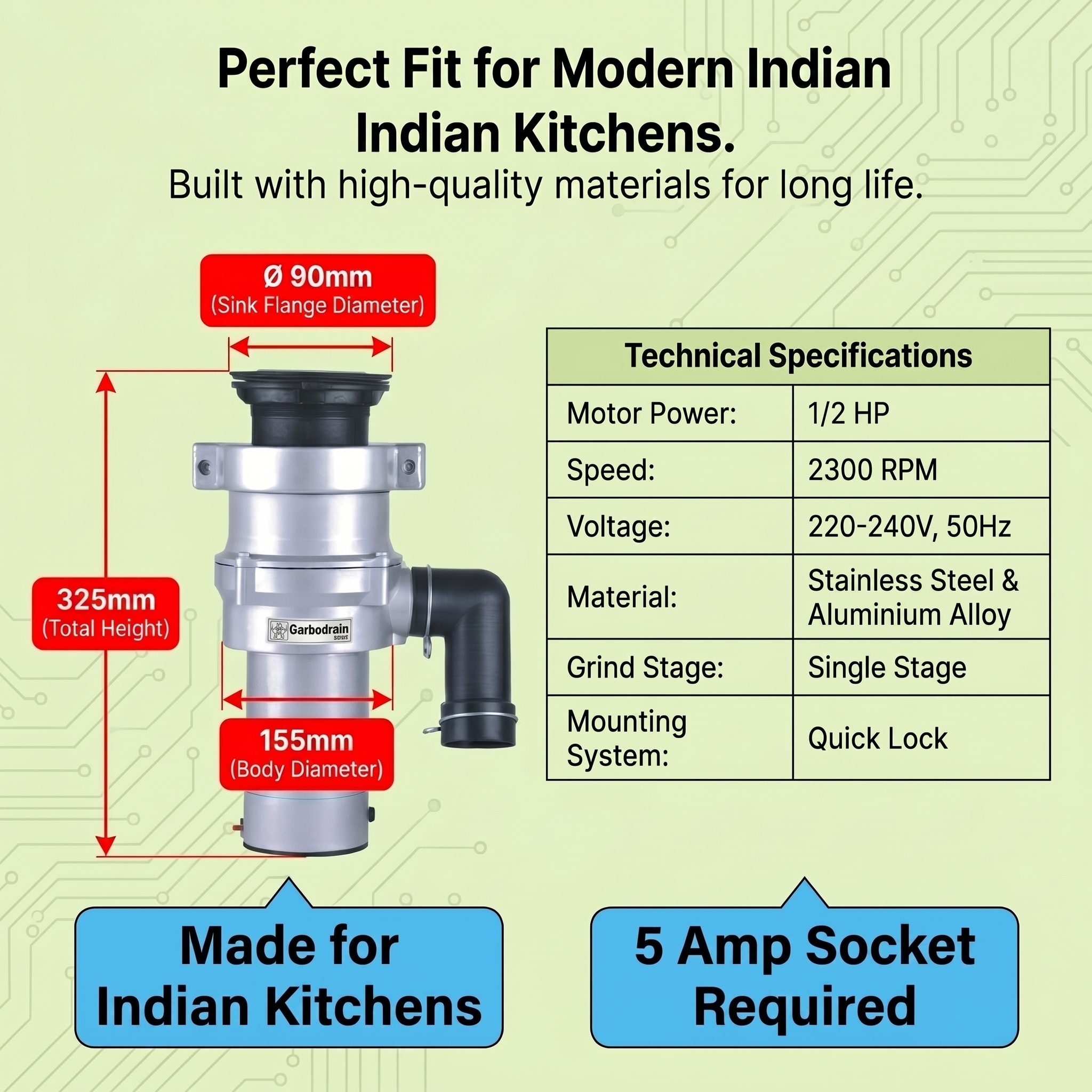 Garbodrain 1000 technical specifications & dimensions